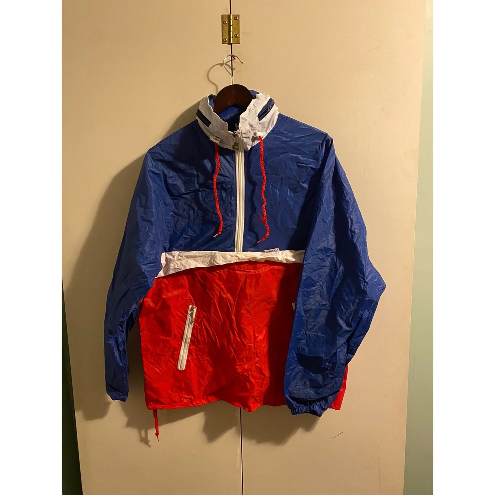 K-Way Windbreaker Anorak Kids 8 Blue Red Excellent Colorblock Pullover Jacket